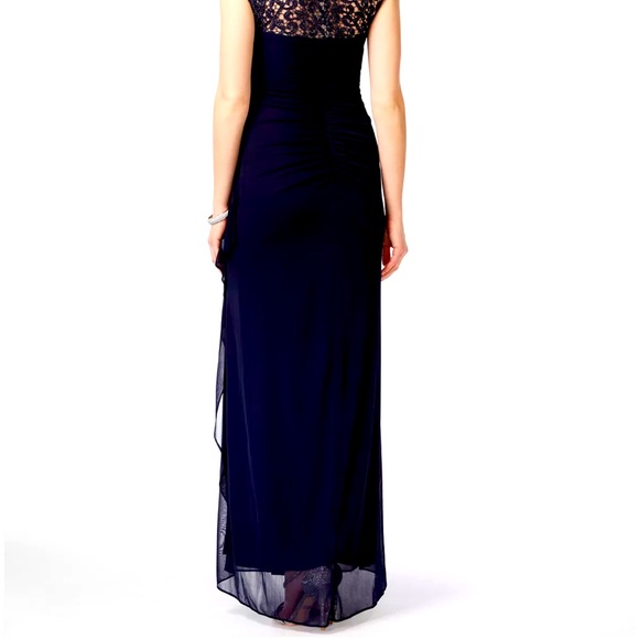 Gorgeous chiffon Navy blue formal gown - Picture 9 of 11